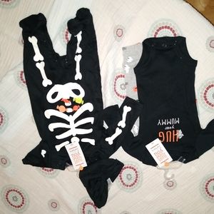4 pc Halloween bodysuit and romper set